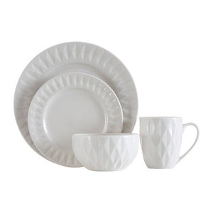 Avie 16 Pc Embossed Geo Dinner Set