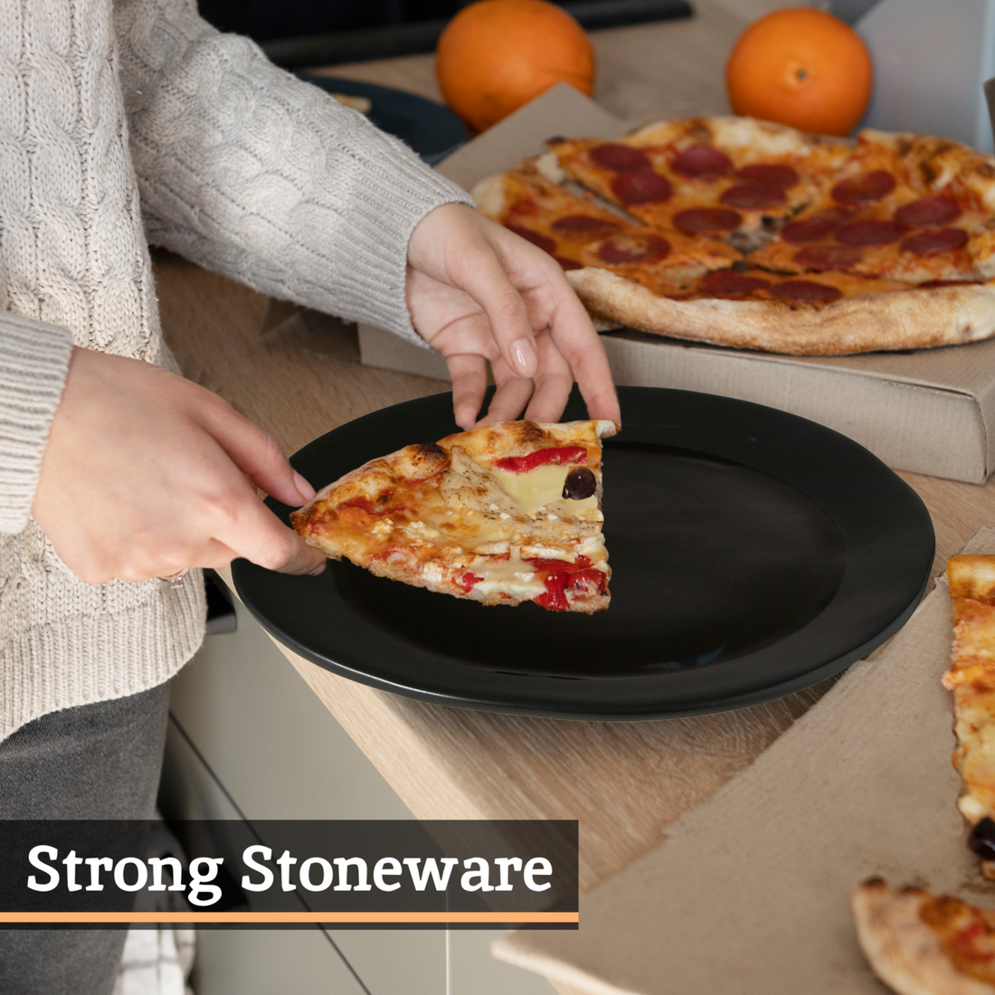 Hygge Black Stoneware Pizza Plate