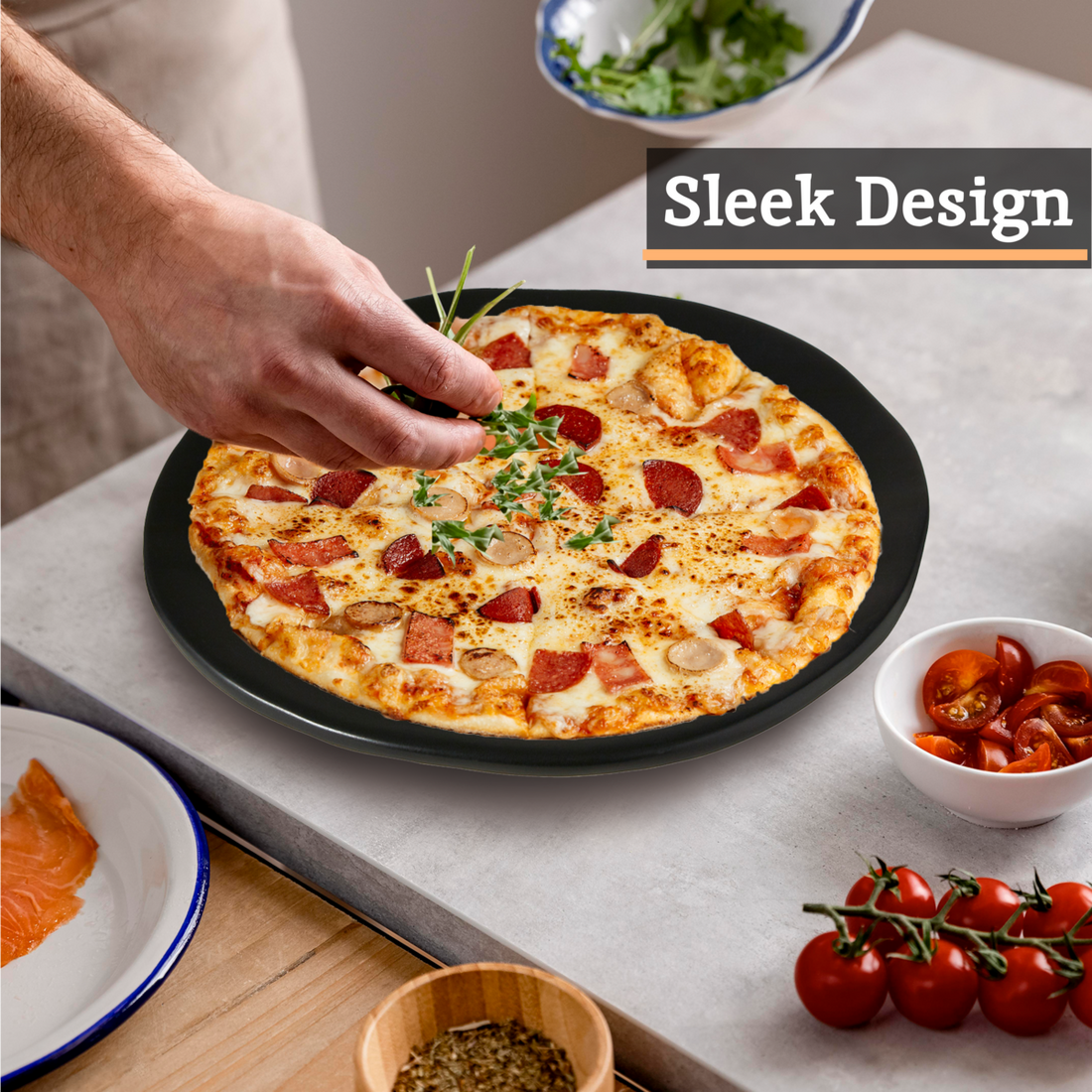Hygge Black Stoneware Pizza Plate