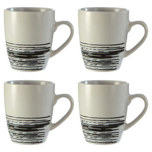 Middag Set Of 4 White And Bark Effect Mugs