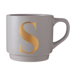 Signet Grey Monogram Mug, S