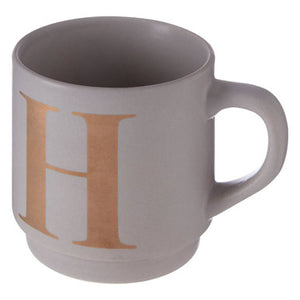 Signet Grey Monogram Mug, H