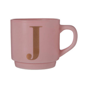 Signet Pink Monogram Mug, J