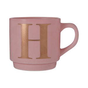 Signet Pink Monogram Mug, H