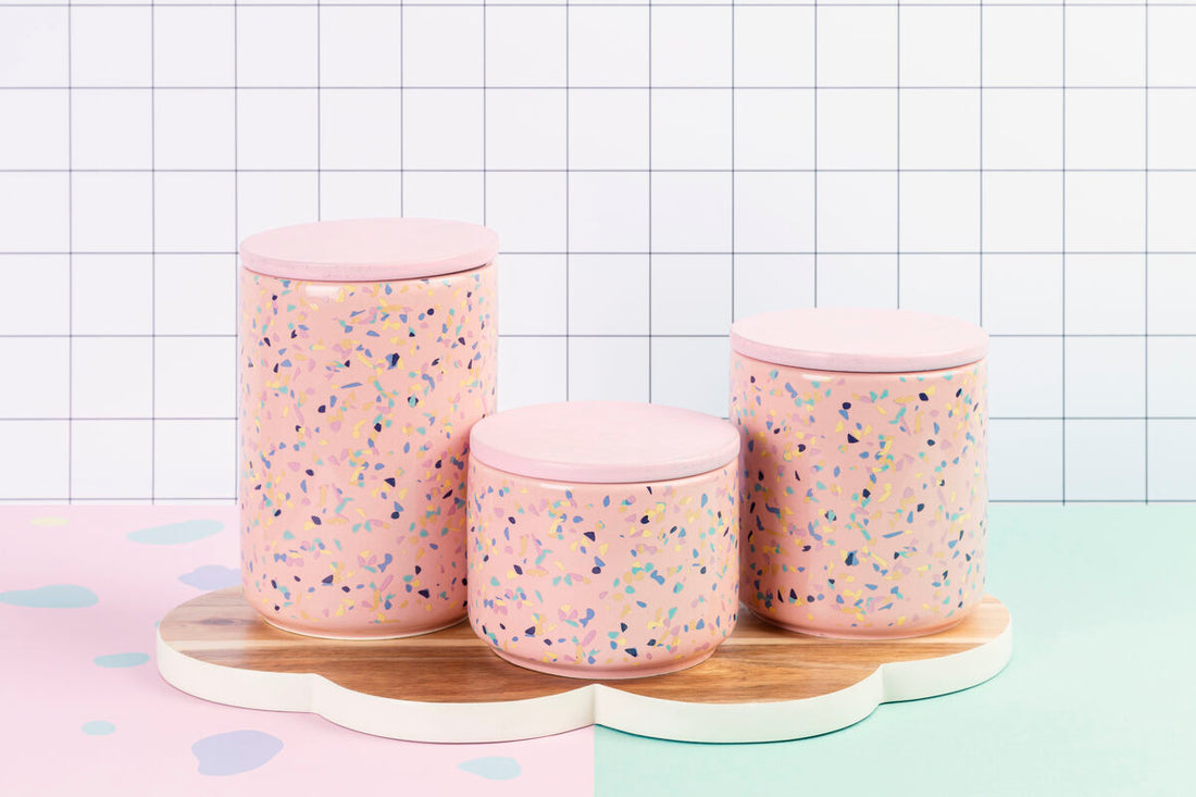 Yuki Small Pink Terrazzo Storage Canister