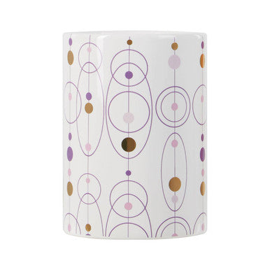 Cylindrical container with circular pattern on a white background