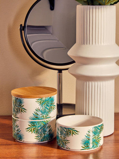 Winter Palm Set Of Three Stackable Canisters