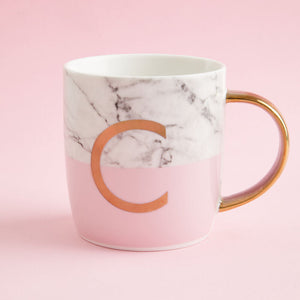 Marble Effect and Pink Monogram Mug C | Frosted Deco