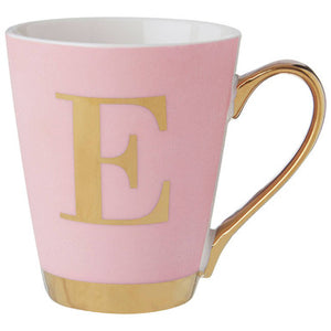 Frosted Deco Pink Monogram Mug, E