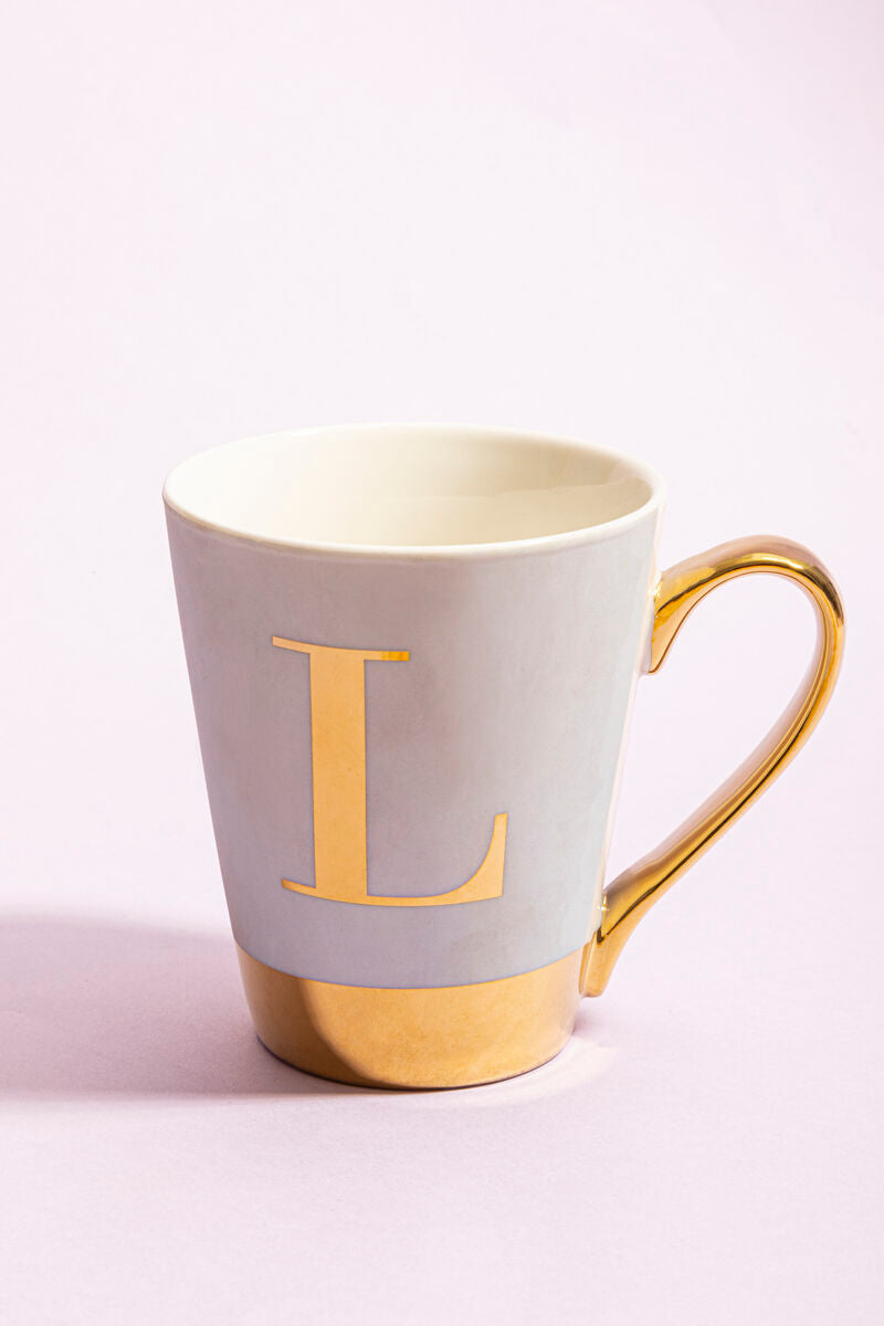 Mimo Green Frosted Deco L Letter Monogram Mug