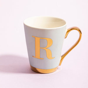 Green Frosted Deco R Letter Monogram Mug | Mimo