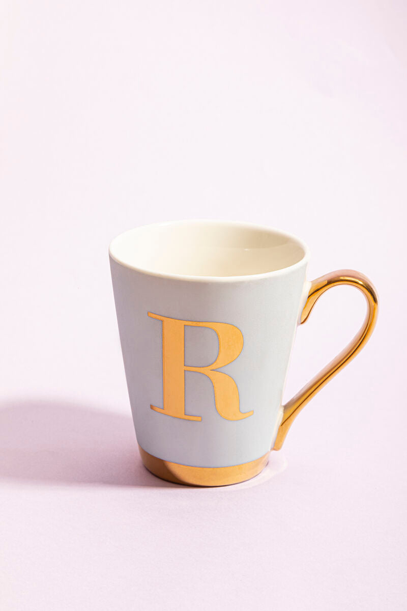 Mimo Green Frosted Deco R Letter Monogram Mug