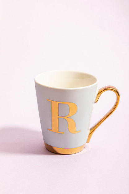 Mimo Green Frosted Deco R Letter Monogram Mug