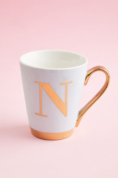 Mimo Green Frosted Deco N Letter Monogram Mug