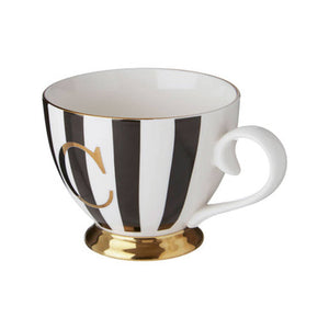 Duchess Black and White Monogram Mug with C