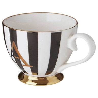 Duchess Black and White Monogram Mug with A