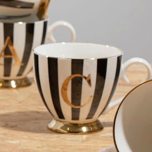 Duchess Black and White Monogram Mug, K