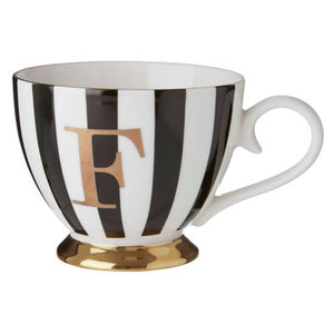 Duchess Black and White Monogram Mug, F