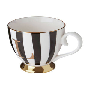 Duchess Black and White Monogram Mug with L