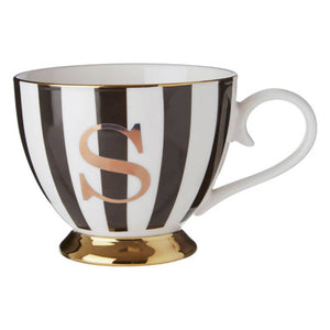 Duchess Black and White Monogram Mug, S
