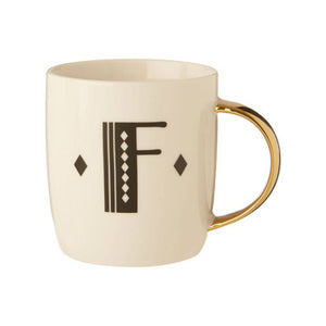 White Monogram Mug F | Diamond Deco