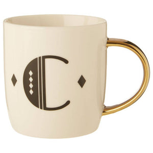 White Monogram Mug C | Diamond Deco
