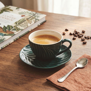 Dark Green Espresso Cup and Saucer | Bali