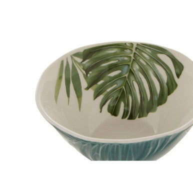 Bali Dark Green Small Salad Bowl with Leaf Design