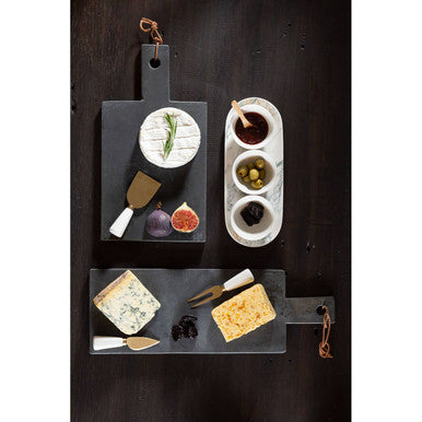 Exbury 3Pc White And Light Gold Cheese Knife Set