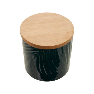 Bali Dark Green Small Storage Jar With Bamboo Lid