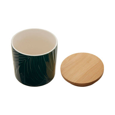 Bali Dark Green Small Storage Jar With Bamboo Lid