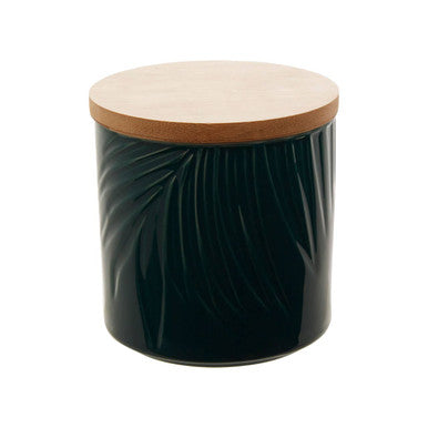 Bali Dark Green Small Storage Jar With Bamboo Lid