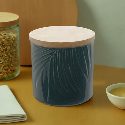 Bali Dark Green Small Storage Jar With Bamboo Lid