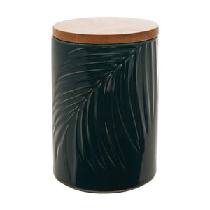 Bali Dark Green Medium Storage Jar with Bamboo Lid