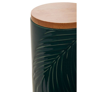 Bali Dark Green Medium Storage Jar with Bamboo Lid