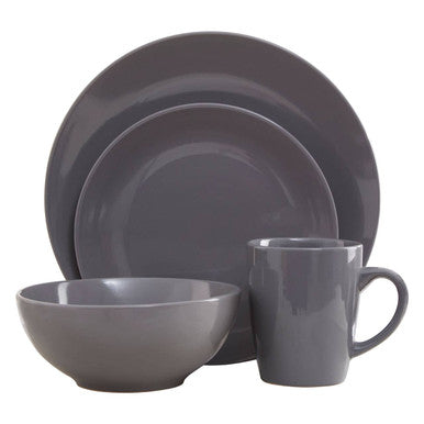 Elmira 16 Piece Dark Grey Stoneware Dinner Set