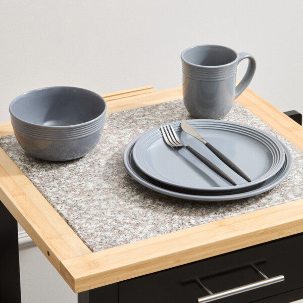 Elmira 16 Piece Dark Grey Stoneware Dinner Set With Grooves