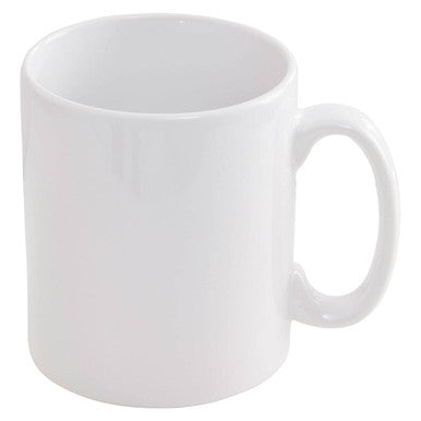 White ceramic mug on a white background