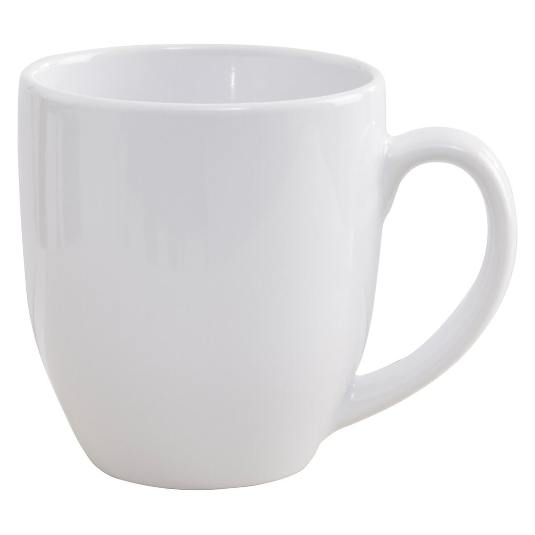 White ceramic mug on a white background