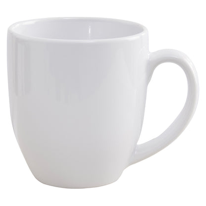 White ceramic mug on a white background