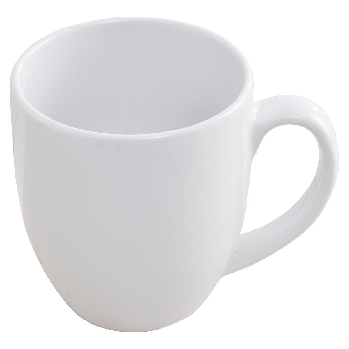 White ceramic mug on a white background