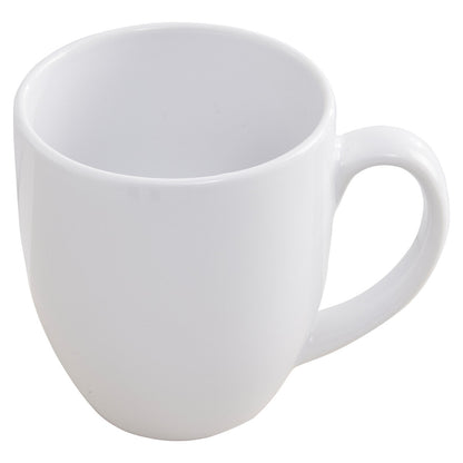 White ceramic mug on a white background