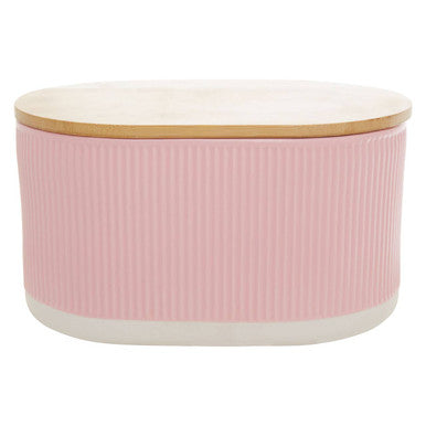 Geome Pink Bread Bin In Stoneware
