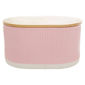 Geome Pink Bread Bin In Stoneware