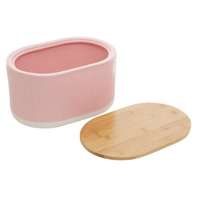 Geome Pink Bread Bin In Stoneware