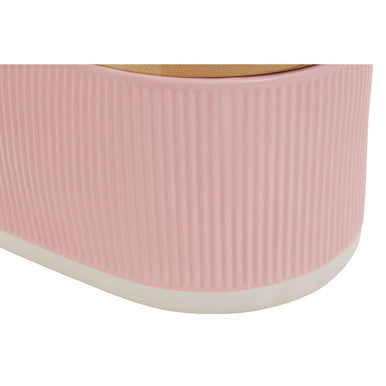 Geome Pink Bread Bin In Stoneware