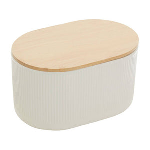 Geome Cream Bread Bin In Stoneware