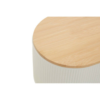 Geome Cream Bread Bin In Stoneware