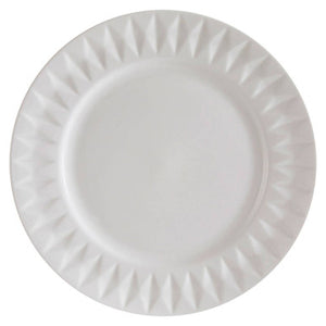 Avie 16 Piece White Embossed Dinner Set.