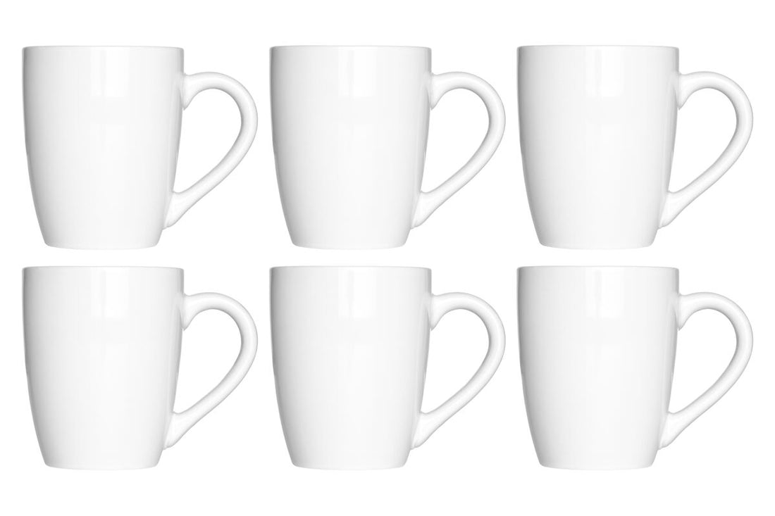 Elmira Set of 6 Tapered White Mugs 13ml